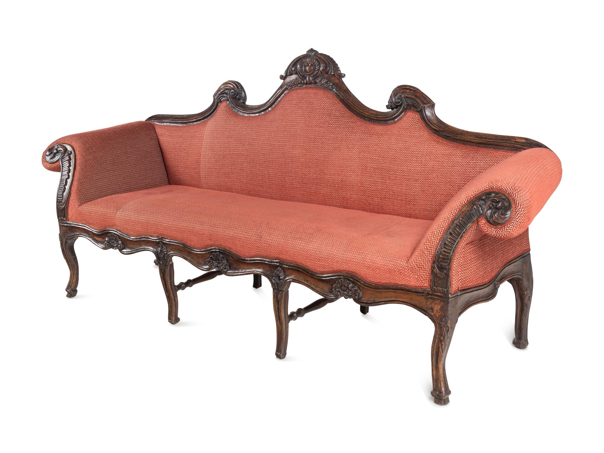 A Pair of Italian Rococo Walnut Settees