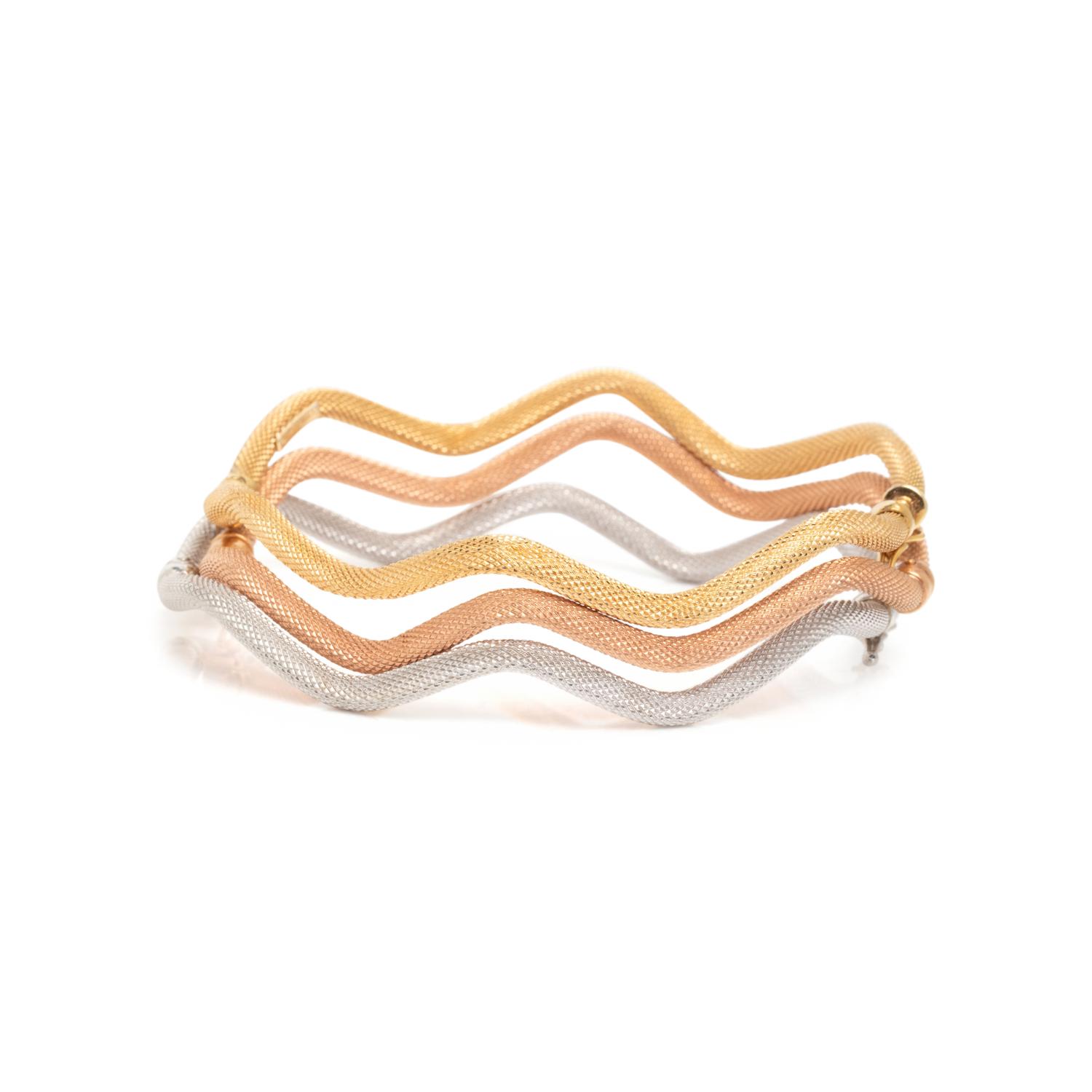 TRICOLOR GOLD BANGLE BRACELET SET