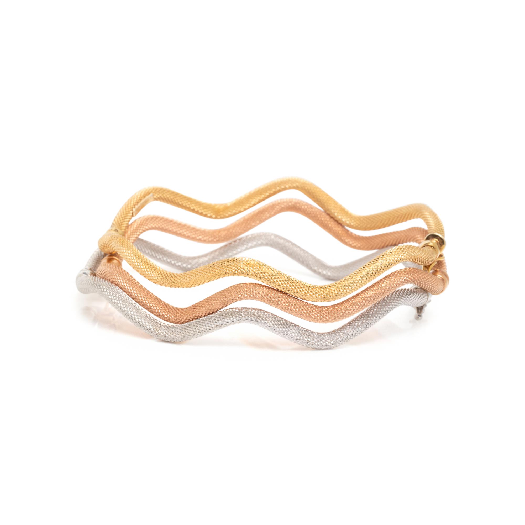 TRICOLOR GOLD BANGLE BRACELET SET