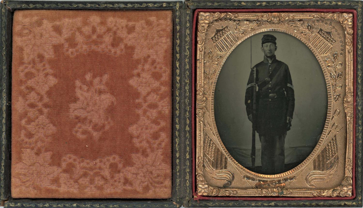 [Ambrotype] Union Corporal with His Musket and Bayonet