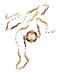 A Chanel Gold and Purple Faux Pearl Beaded Necklace, 46".