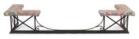 A Regency Style Steel Club Fender with Upholstered Ends Height 17 x width 93 1/2 depth 29 1/2 inches. — 19TH CENTURY
