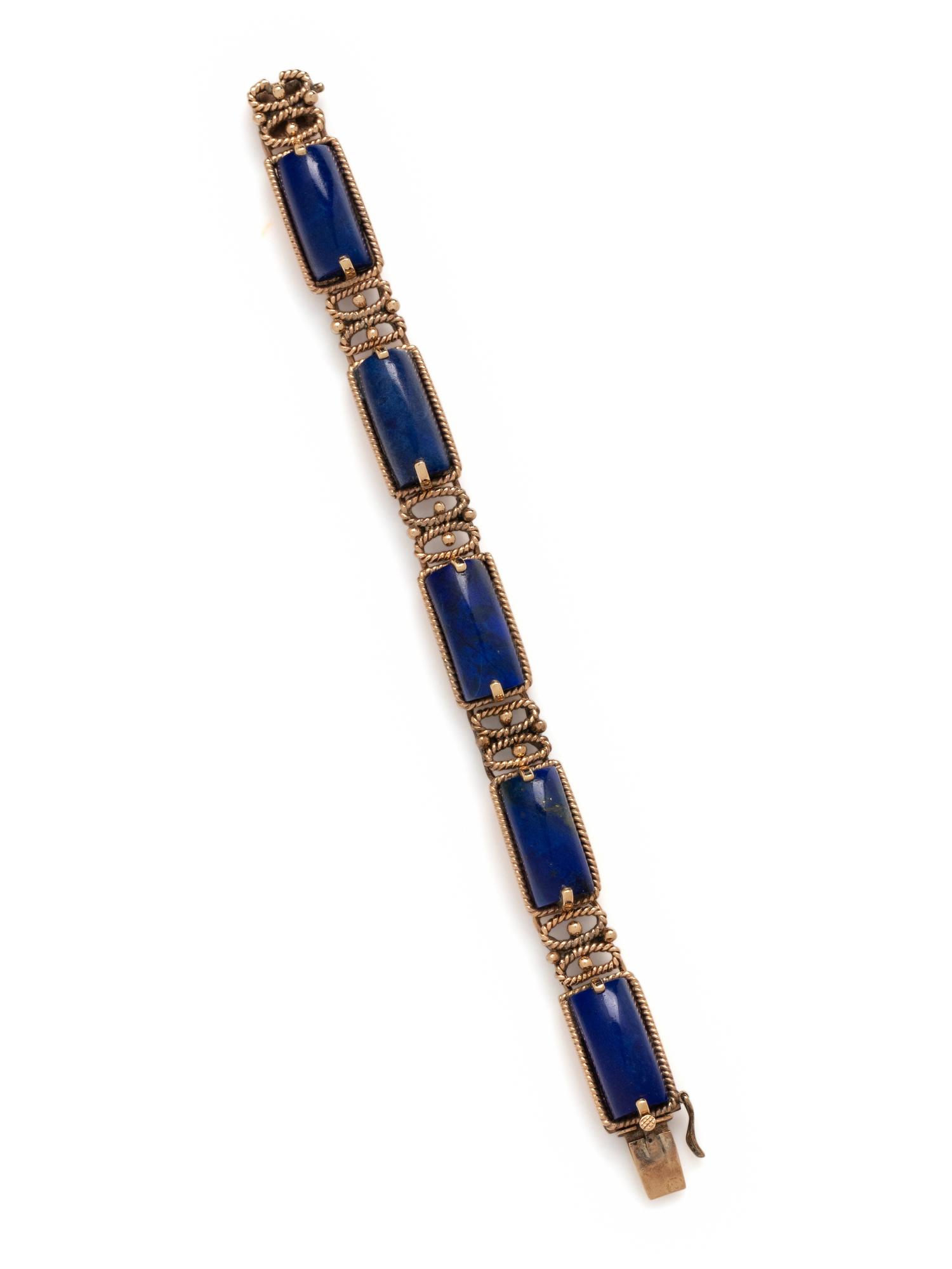 YELLOW GOLD AND LAPIS LAZULI BRACELET