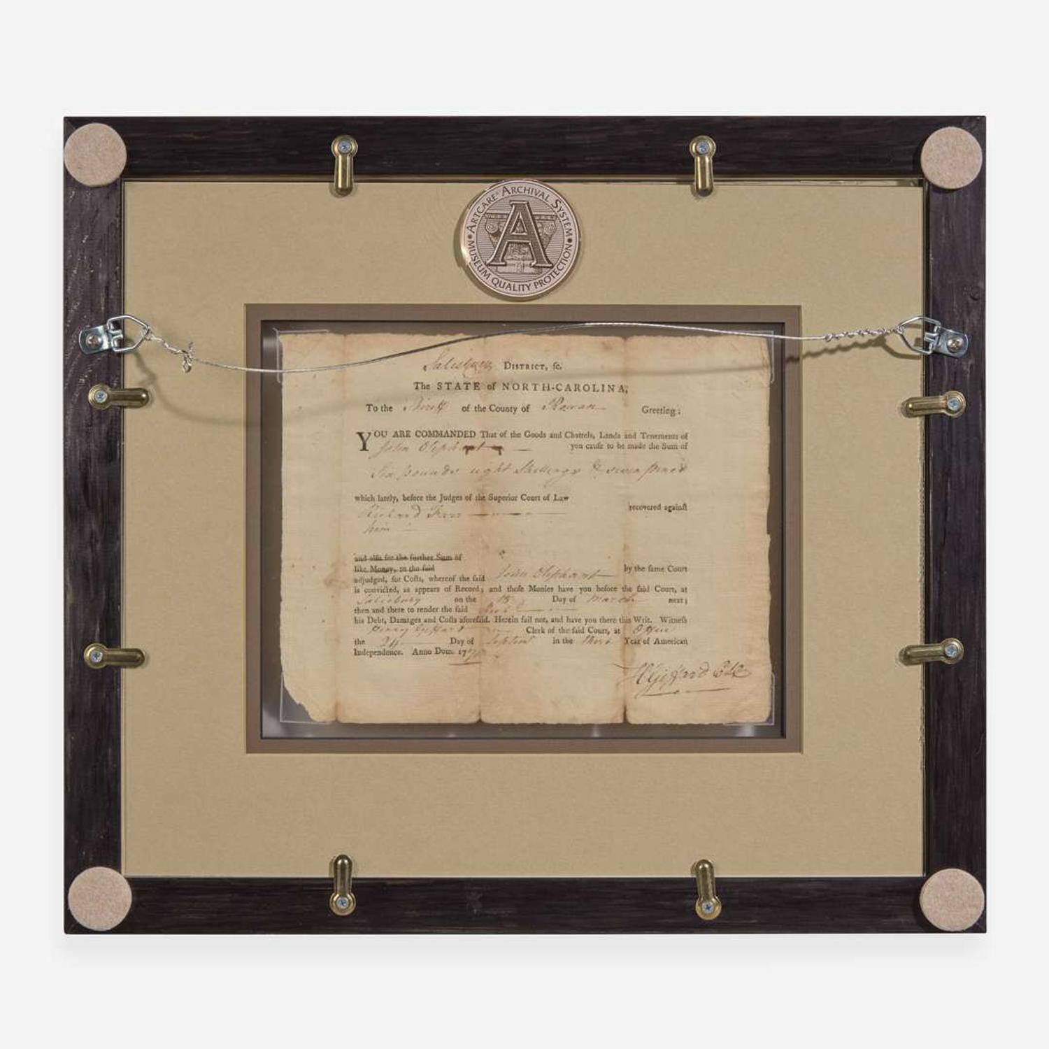 [Declaration of Independence] [North Carolina] Hooper, William Partially-Printed Document, initialed