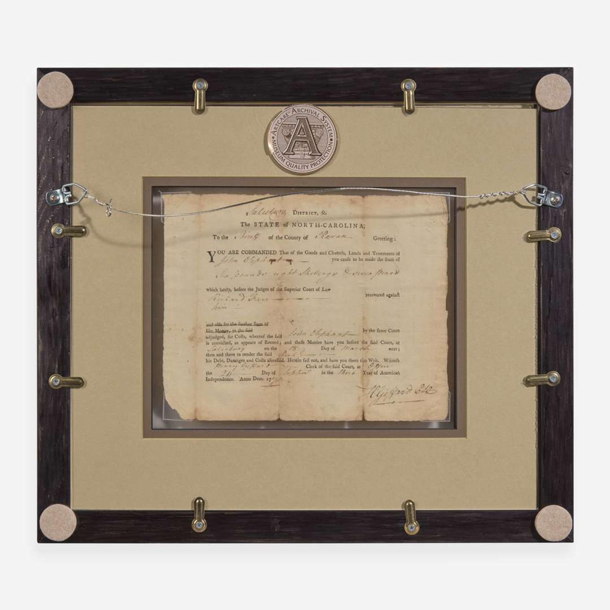 [Declaration of Independence] [North Carolina] Hooper, William Partially-Printed Document, initialed