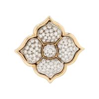 BICOLOR GOLD AND DIAMOND FLOWER BROOCH