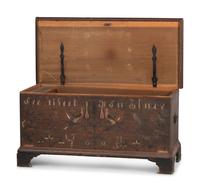 A Chippendale Wrought-Iron Mounted Painted Poplar and Pine Dower Chest