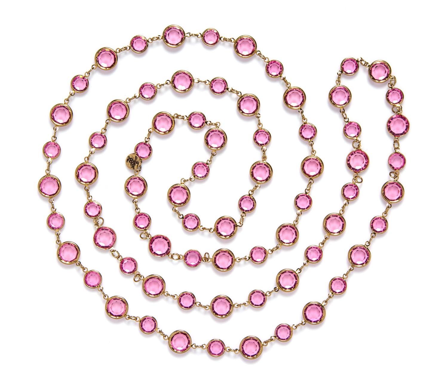 A Chanel Pink Crystal Sautoir.