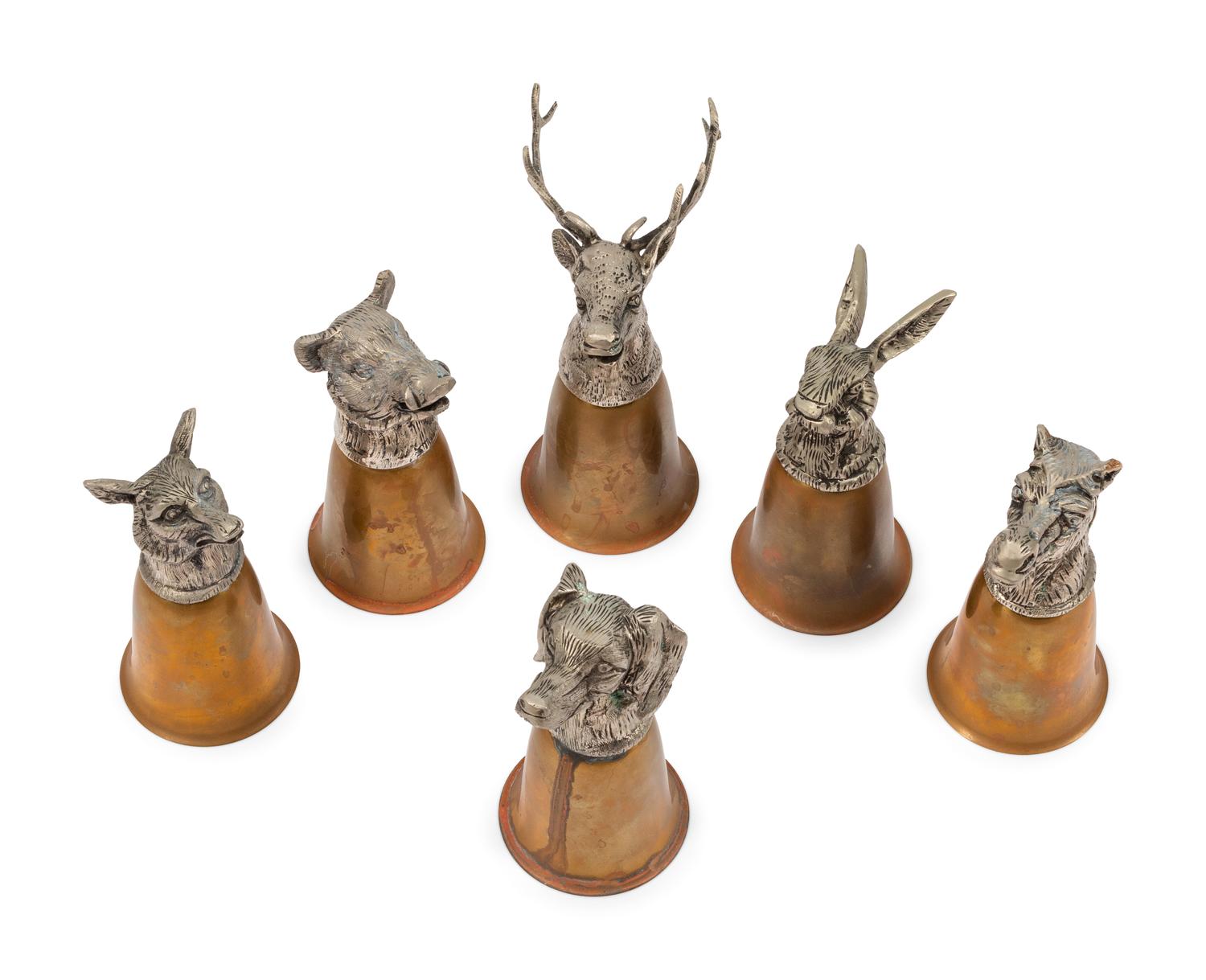 A Group of Six Northern European Bronze Stirrup Cups