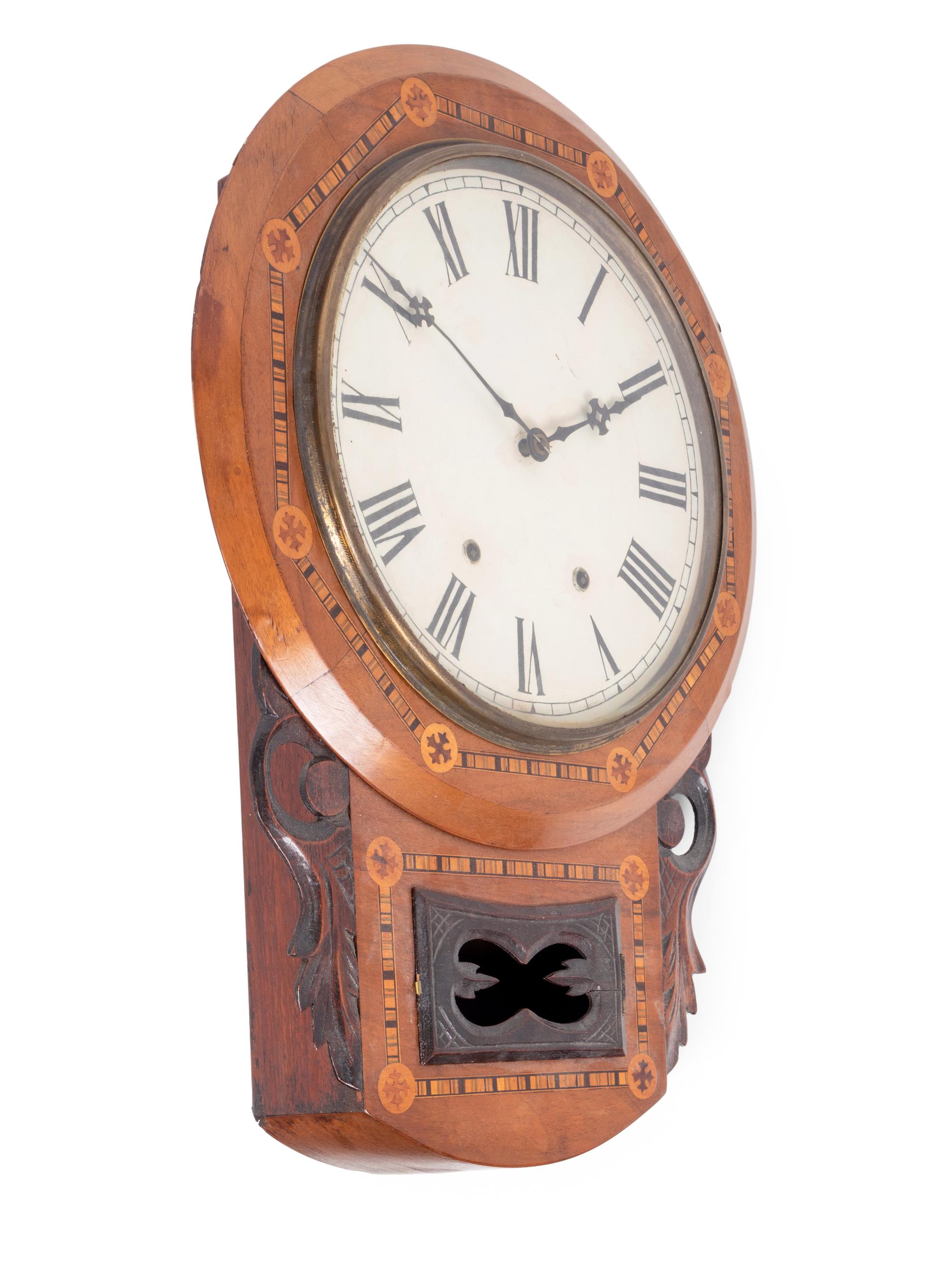 An English Walnut and Marquetry Wall Clock