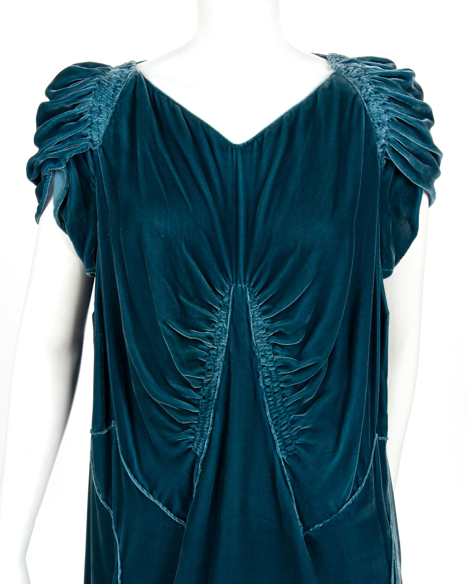Four 1920-30s Dresses: Three Velvet, One Printed