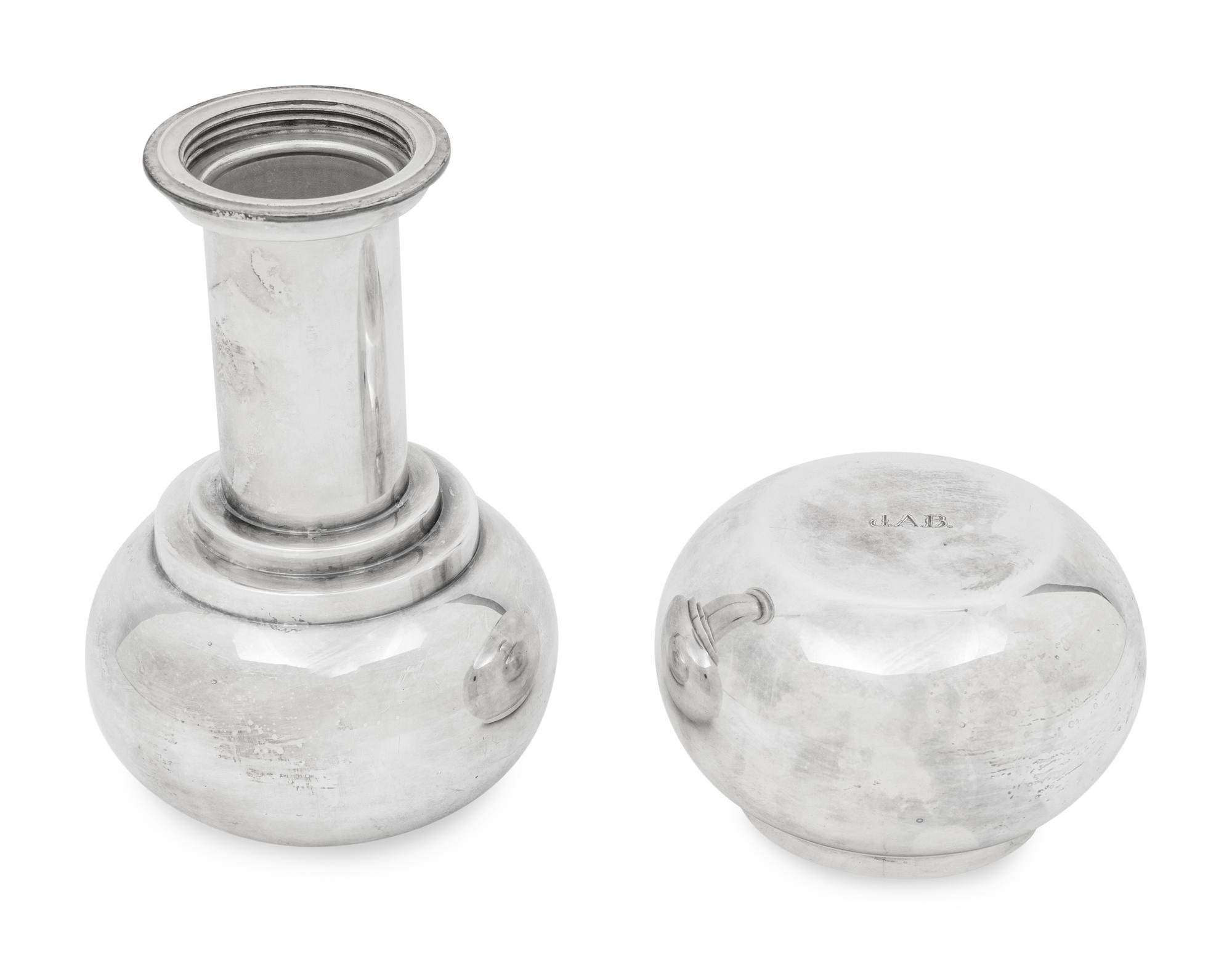 An English Silver-Plate Dumbbell Cocktail Shaker