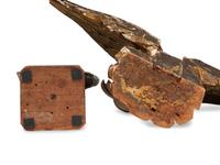 Two Carved and Painted Wood Eagle Finials, and a Cast Iron Paddleboat Boat Toy
