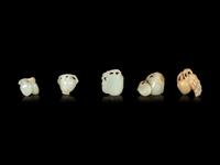Twelve Chinese Carved Jade Figures of Fruits
