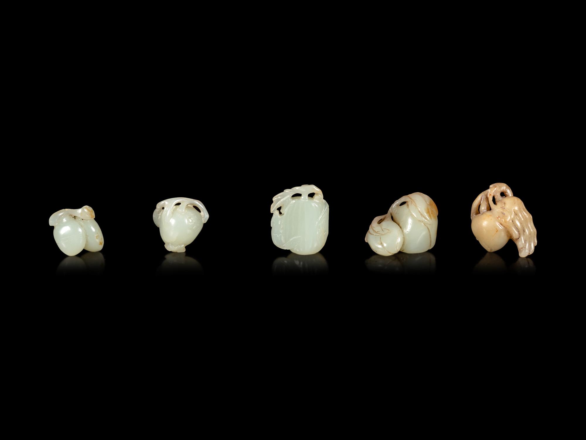 Twelve Chinese Carved Jade Figures of Fruits
