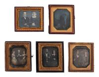 [EARLY PHOTOGRAPHY]. 19 daguerreotype portraits of interesting pairs and groups of subjects