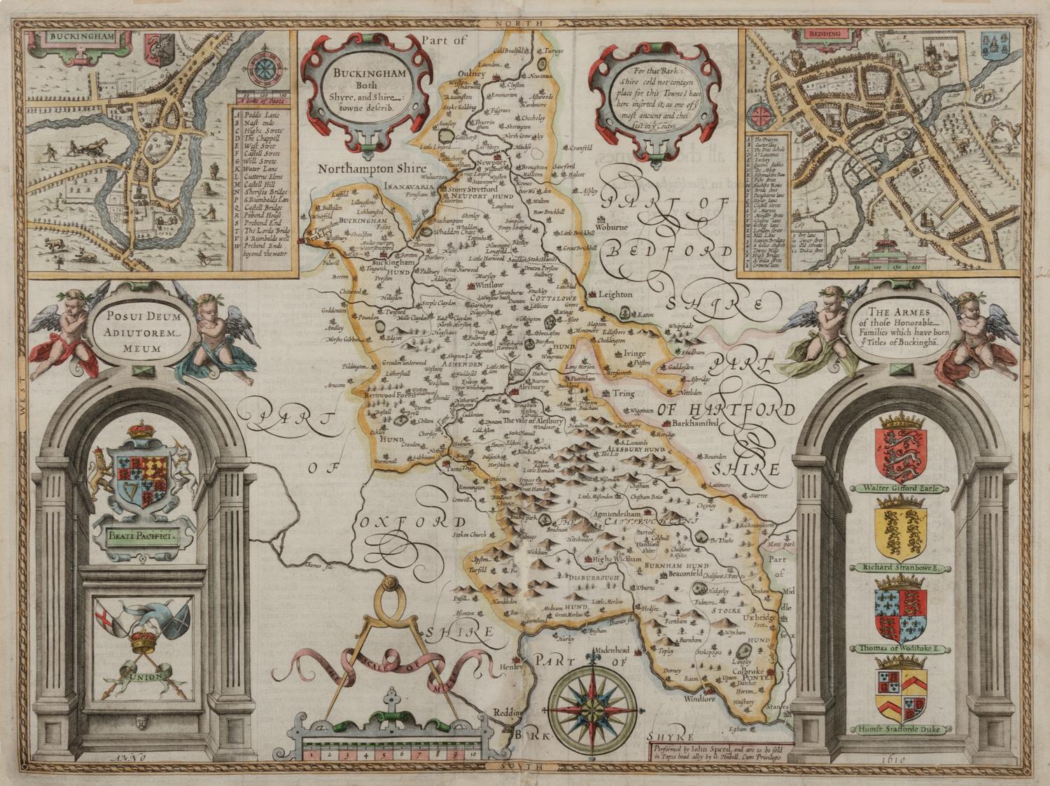 SPEED, John. A group of 2 regional maps of England with hand-coloring in wash and outline, comprising: