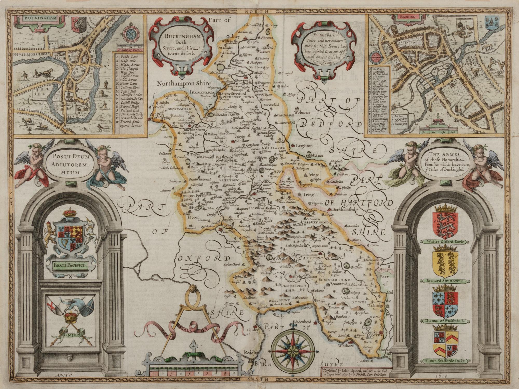 SPEED, John. A group of 2 regional maps of England with hand-coloring in wash and outline, comprising: