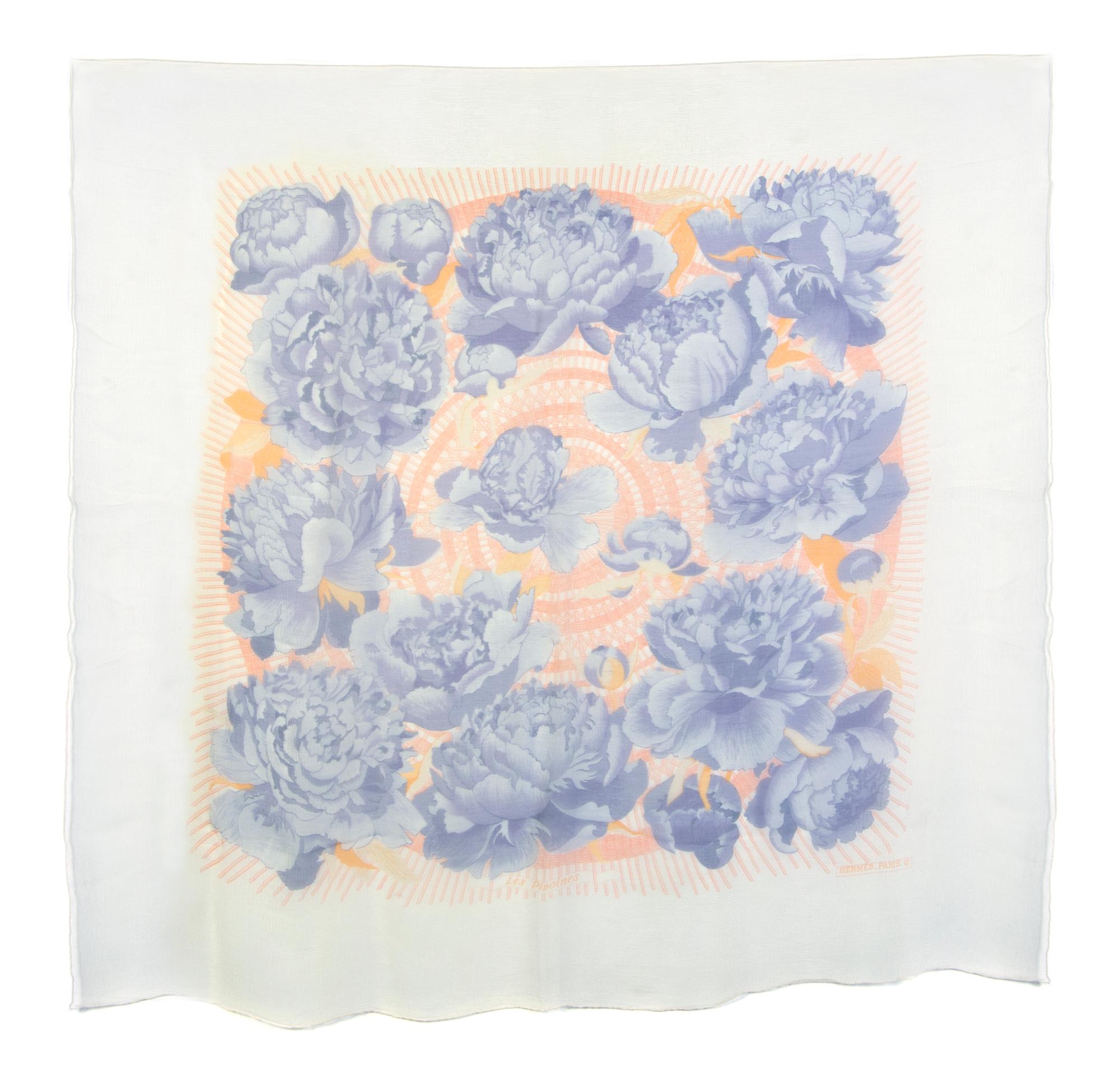 An Hermes Silk Chiffon Scarf, 42 x 42 inches.