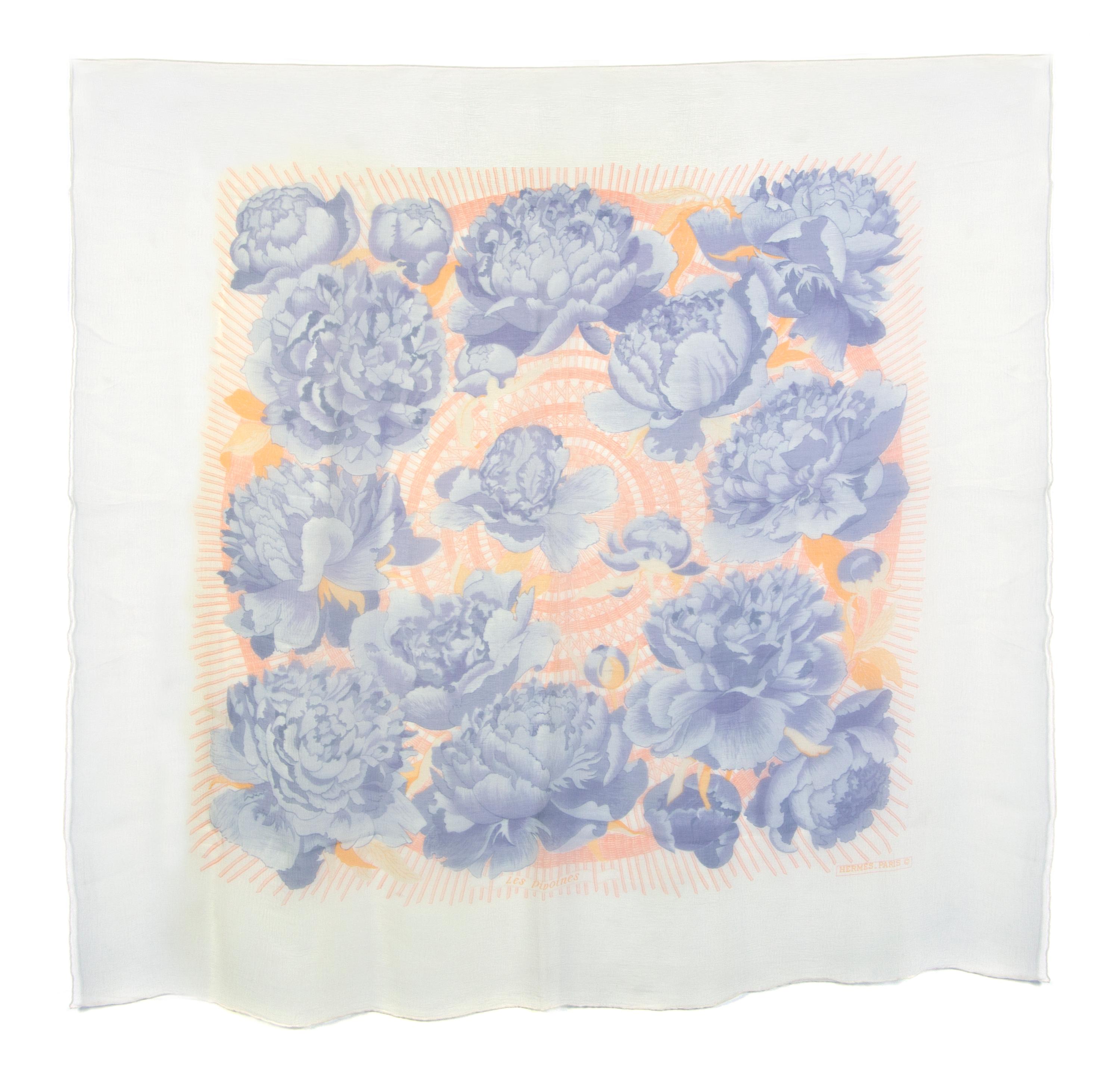 An Hermes Silk Chiffon Scarf, 42 x 42 inches.