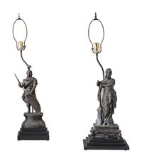 A Pair of Continental Bronze Figural Lamps