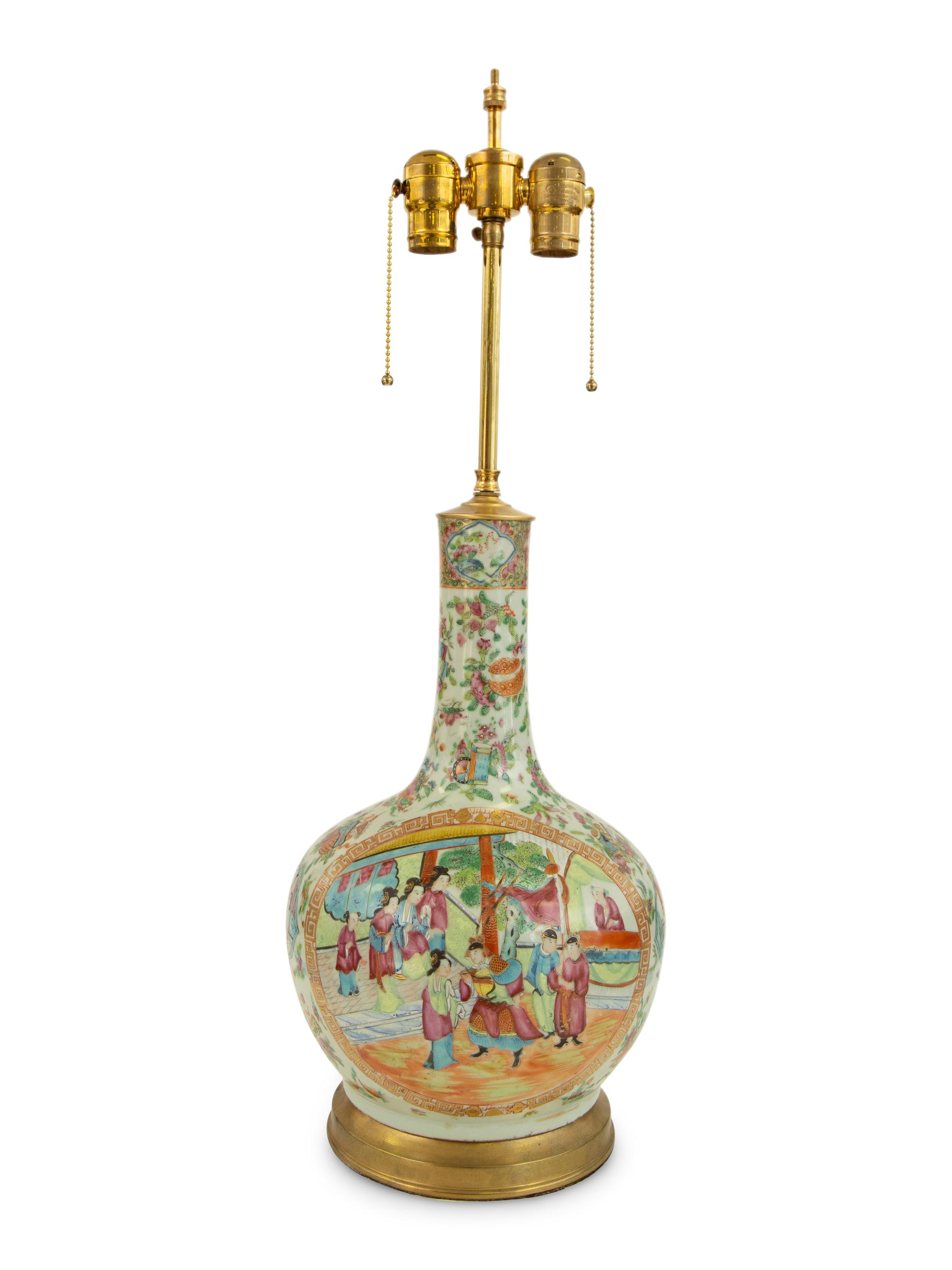 A Chinese Export Famille Rose Vase Mounted as a Lamp