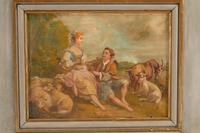 A Continental Painted Trumeau Mirror