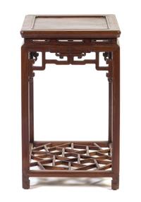 A Rosewood "Cracked Ice" Pattern Side Table Height 30 5/8 x width 18 3/8 x depth 18 3/8 inches.