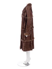 Oscar de la Renta Printed Lamb Fur Coat Trimmed with Sable