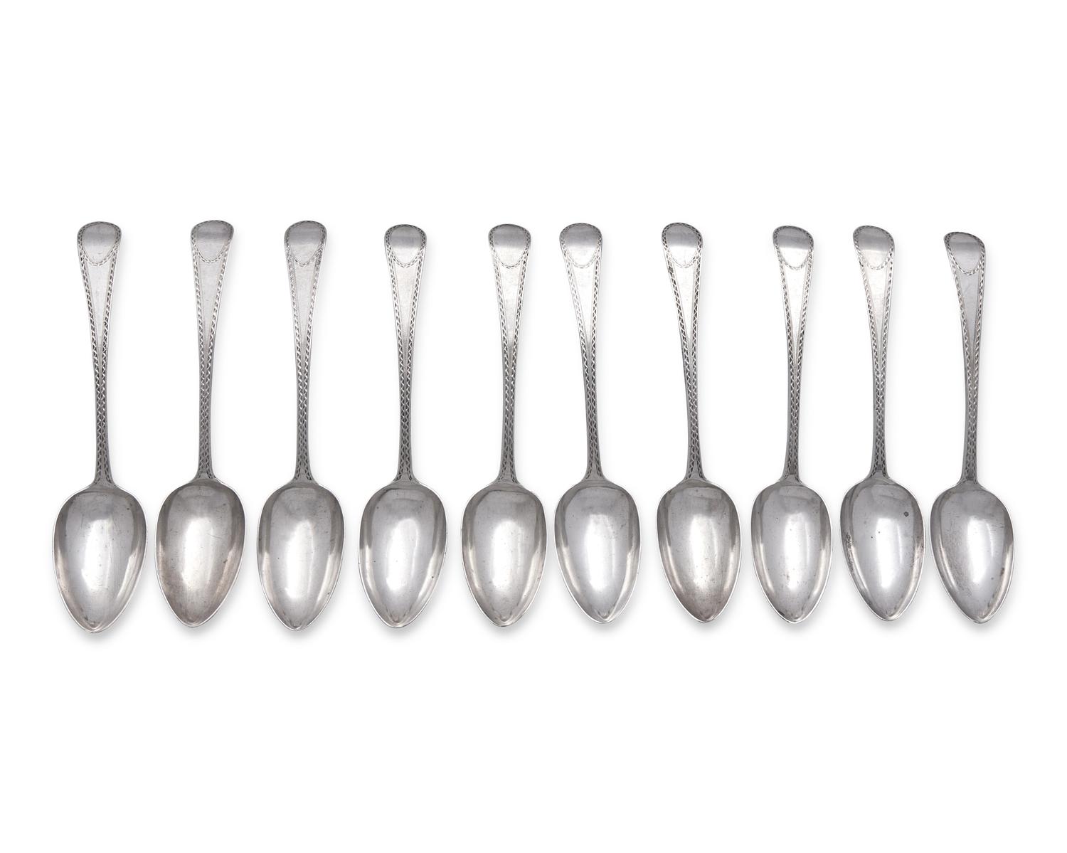 A Set of Ten Silver Tablespoons, Joseph Richardson, Jr. (1752-1831), Philadelphia, PA, Circa 1780