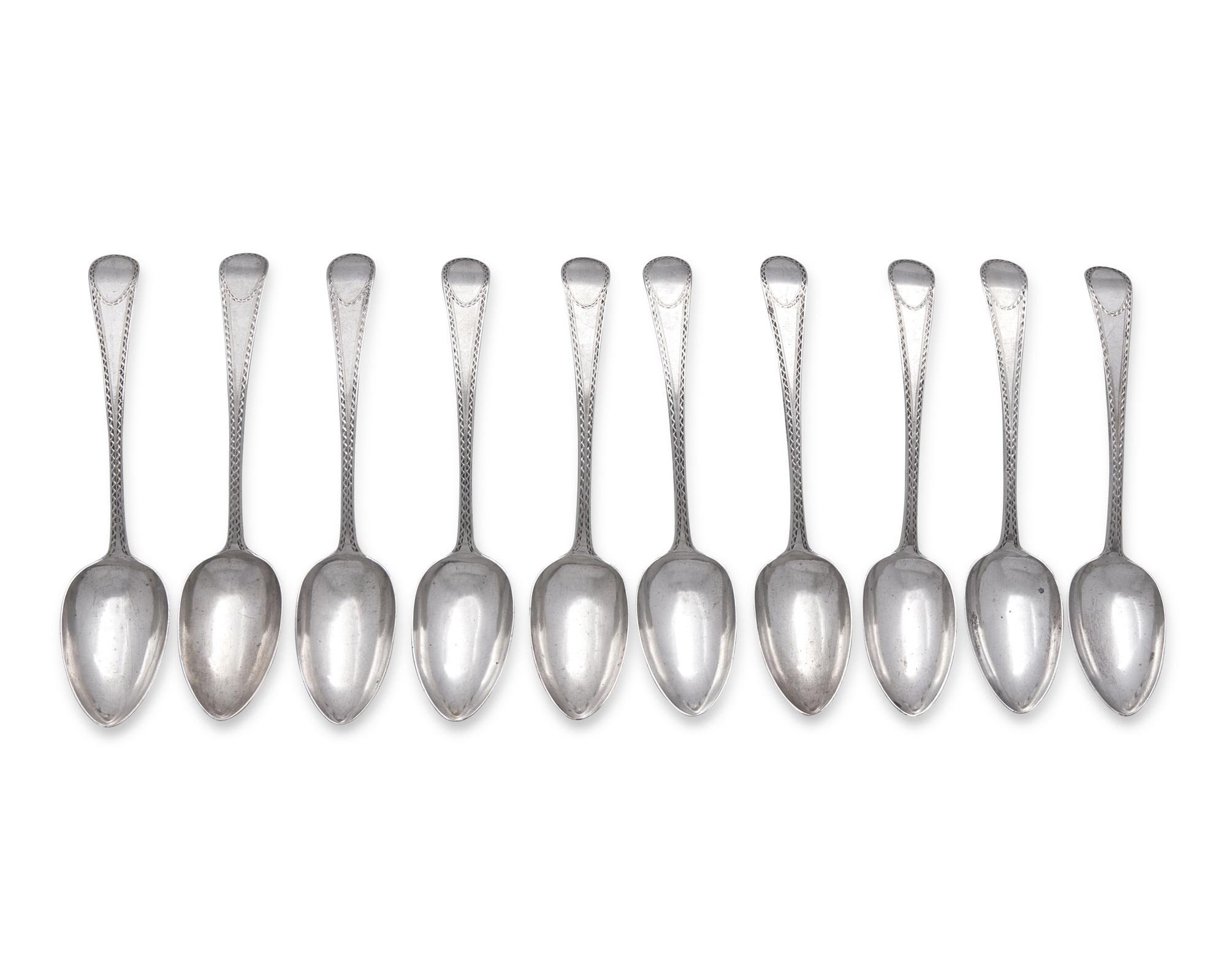 A Set of Ten Silver Tablespoons, Joseph Richardson, Jr. (1752-1831), Philadelphia, PA, Circa 1780