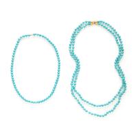 TWO TURQUOISE BEADED NECKLACES
