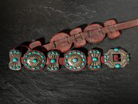 Sterling Silver and Turquoise Cluster Concha Belt