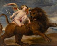 Cupid Riding a Lion