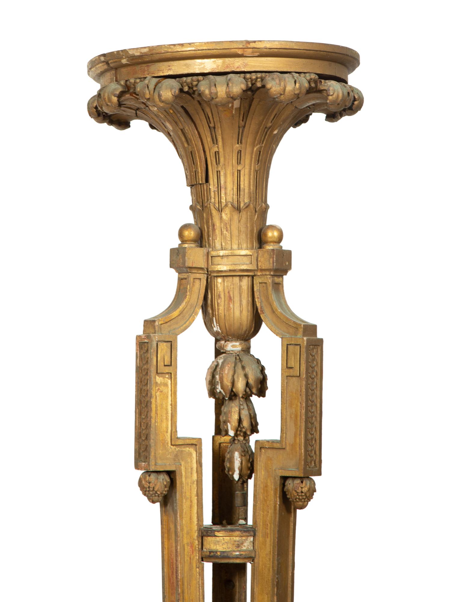 A Pair of Neoclassical Style Giltwood Torchères