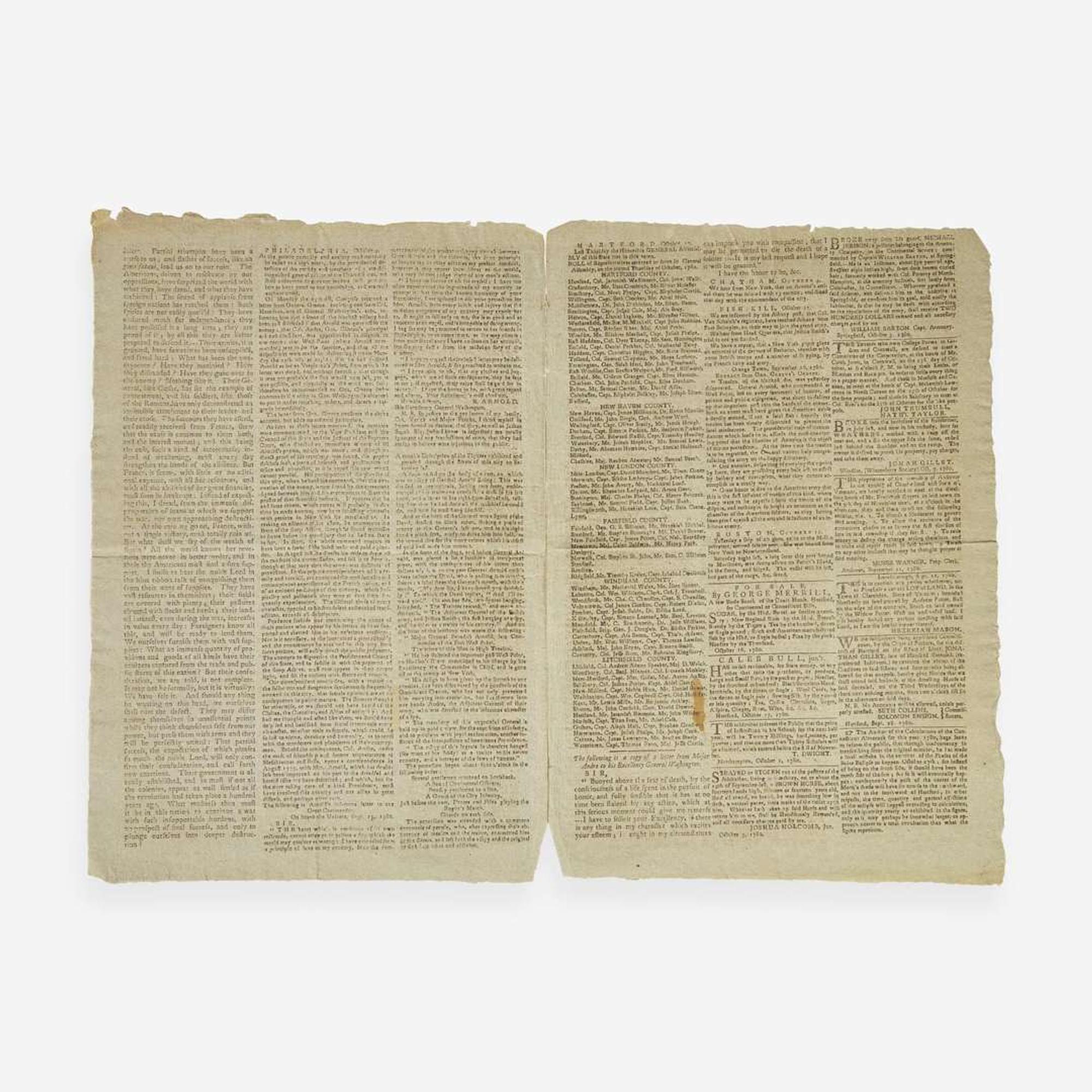 [American Revolution] [Arnold, Benedict] Group of 2 Newspapers on the Treason of Benedict Arnold