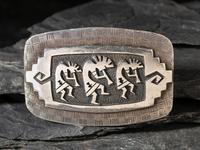 Kokopelli Sterling Silver Overlay Belt Buckle