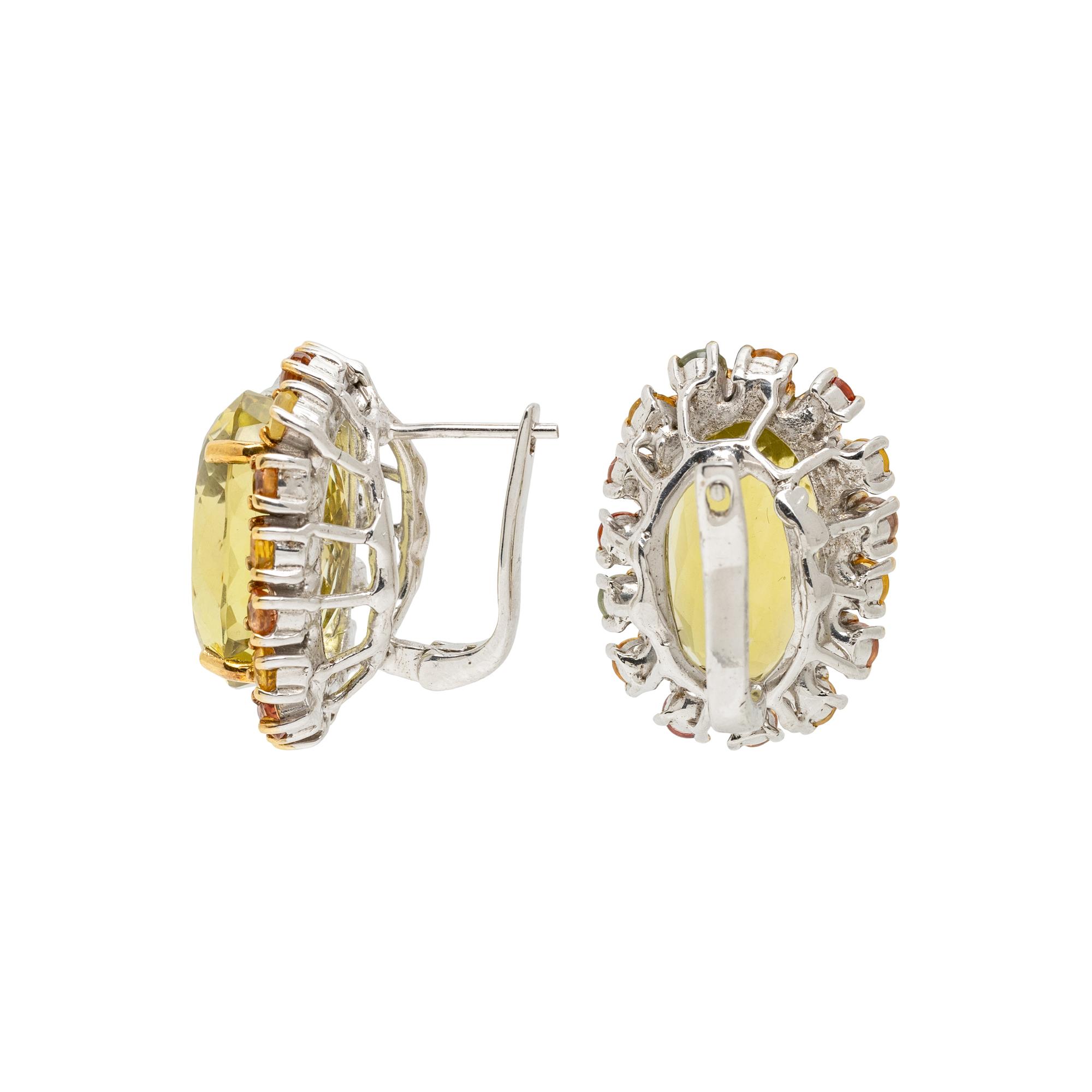 TWO PAIRS OF STERLING SILVER AND MULTIGEM EARRINGS