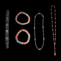 Five Chinese Hardstone Inset Jewelry