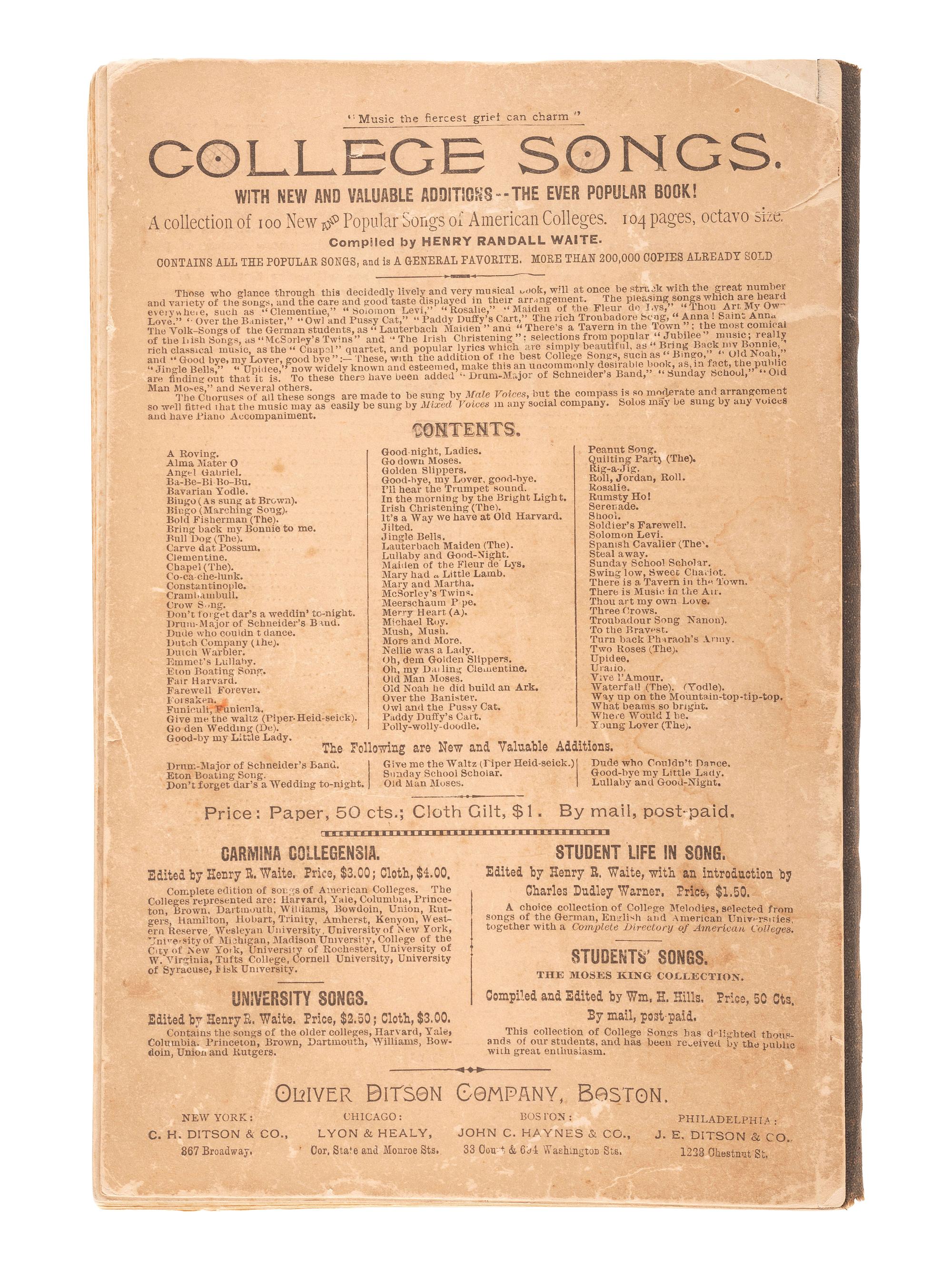 [CIVIL WAR]. 170+ Sheet music, incl. over 50 Civil War songs and many pre-Fire Chicago imprints.