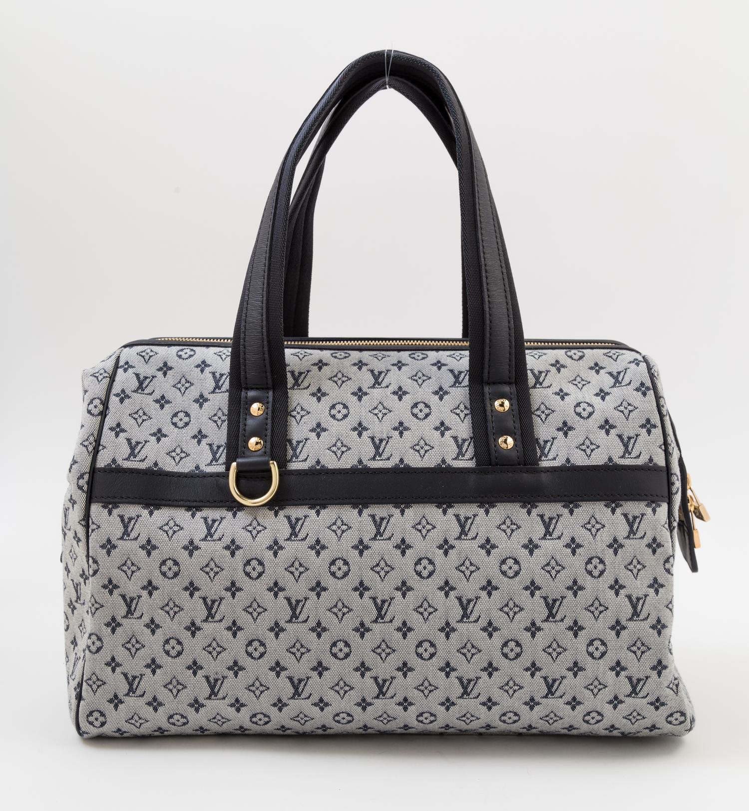 A Louis Vuitton Blue Monogram Canvas Josephine GM Handbag, 13.8" x 9" x 7"; Handle drop: 6".