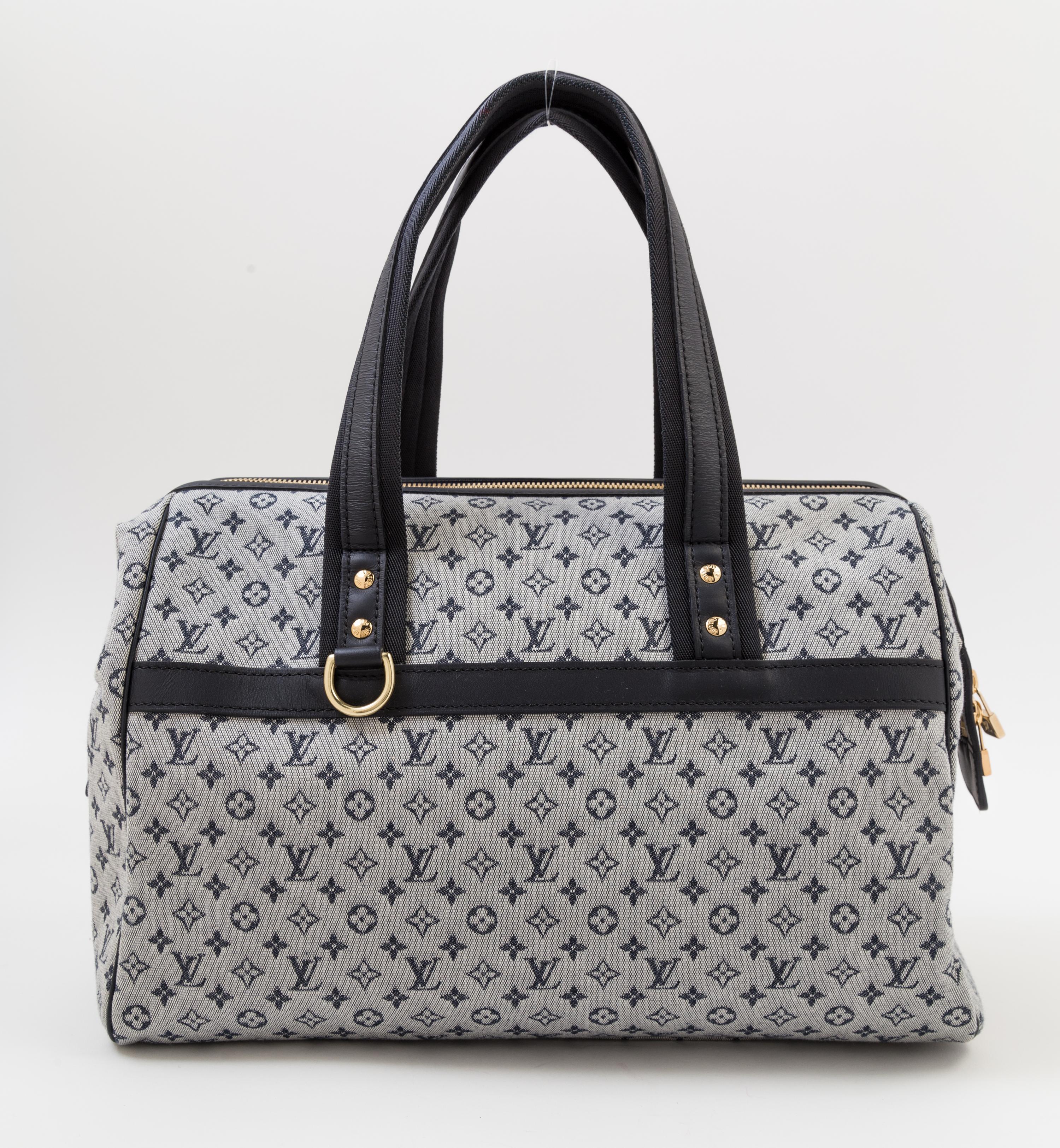 A Louis Vuitton Blue Monogram Canvas Josephine GM Handbag, 13.8" x 9" x 7"; Handle drop: 6".