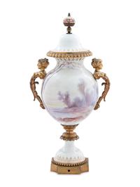 A Gilt Bronze Mounted Sèvres Style Porcelain Urn