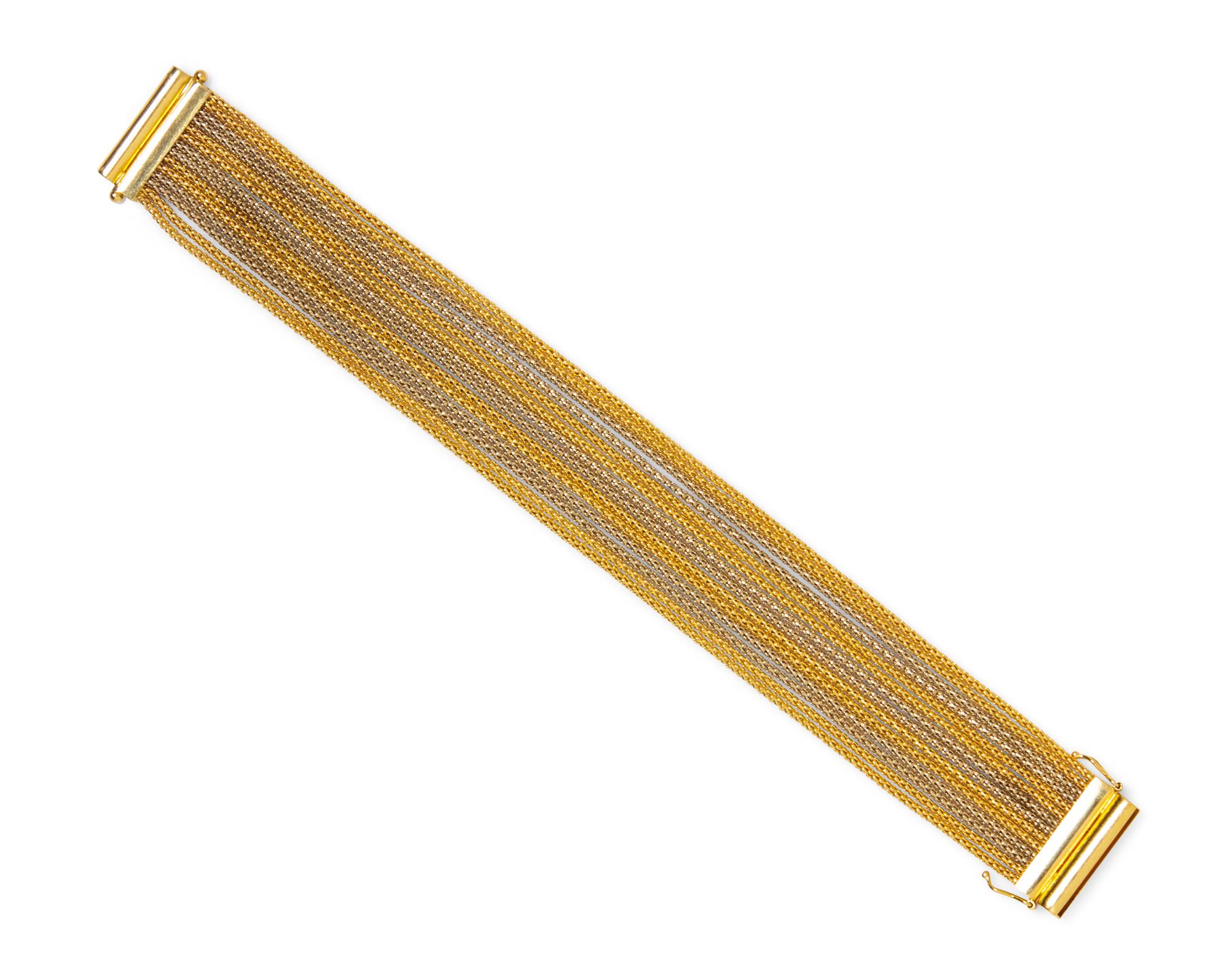 A 14 Karat Bicolor Gold Bracelet, Italian,