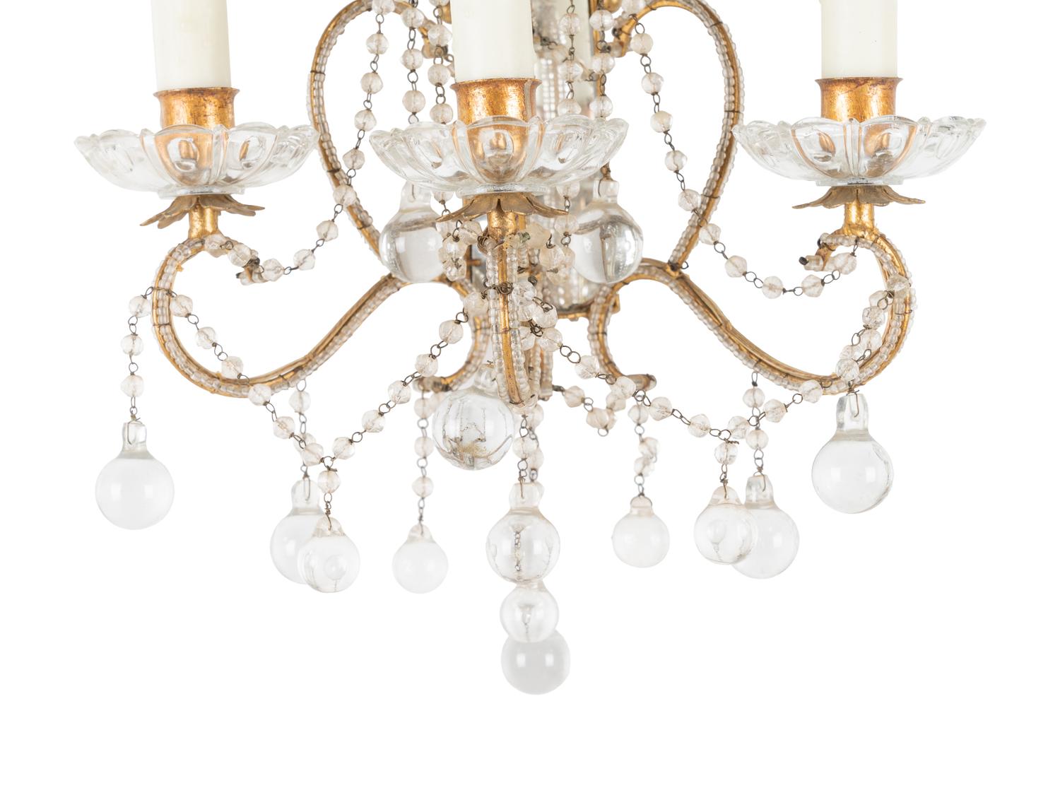 A Pair of Beaded Three-Light Sconces