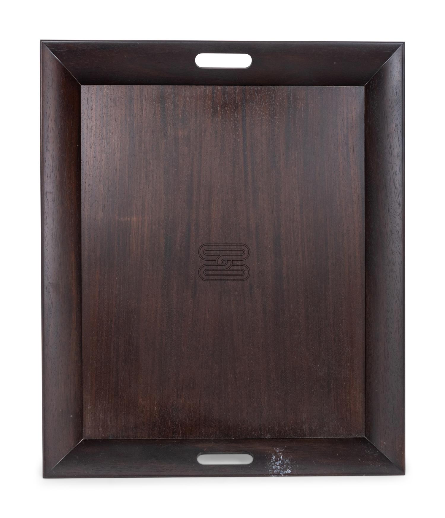 An Hermès Rosewood Tray with Two Smaller Associated Trays