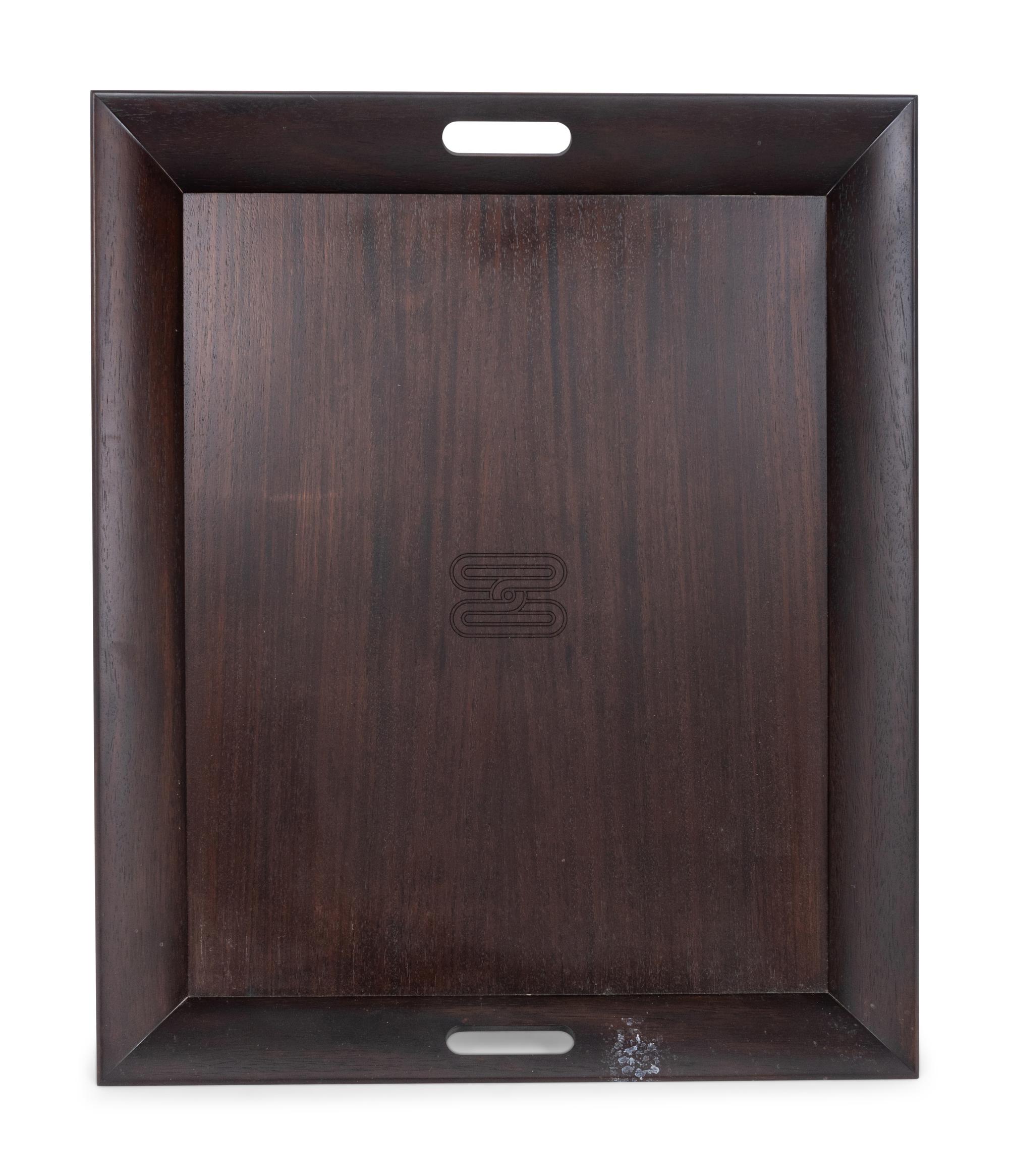 An Hermès Rosewood Tray with Two Smaller Associated Trays