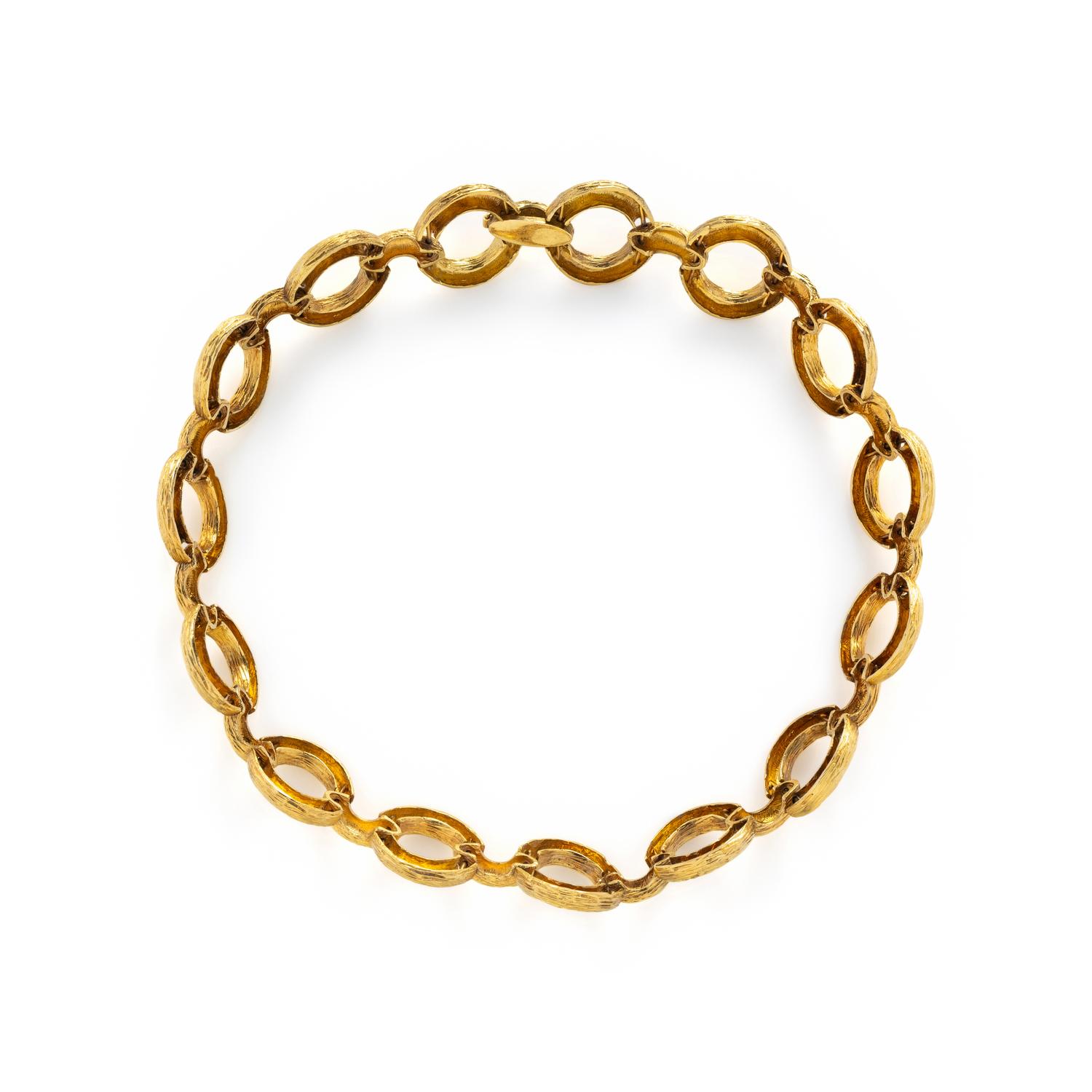 TEXTURED YELLOW GOLD LINK NECKLACE