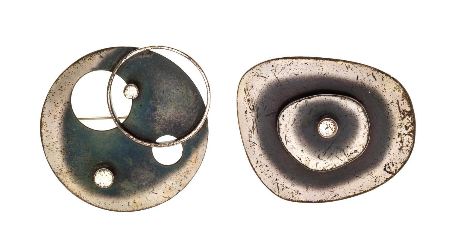 A Collection of Mid-Century Modern Sterling Silver Brooches, Nita Lustig, 14.60 dwts.