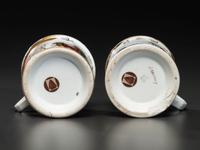 Two Porcelain Occupational Shaving Mugs with Horse-Drawn Wagons